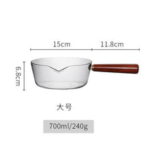 Load image into Gallery viewer, Borosilicate Glass Cooking Soup Milk Pot Pan Small Saucepan With Wooden Handle Cooker Gas Stove Home Cookware Kitchen Gadget
