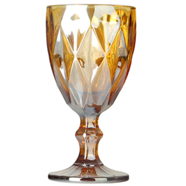 Wine Glasses Multicolor Carved Glass Red Wine Juice Cups Wedding Party Champagne Flutes Goblet for Bar Restaurant Home as Gifts